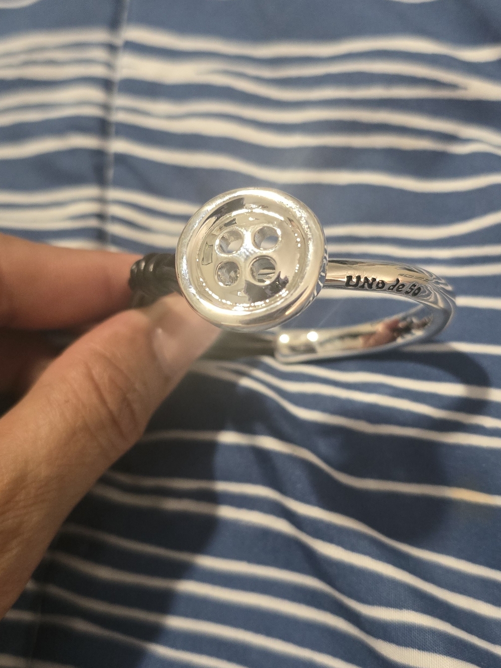 UNO de 50 Silver Button Cuff Bracelet - Silver